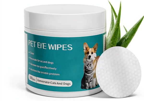 Pet Eye Wipes for Cats and Dogs, Dog Eye Wipes, Eye Wipes for Dogs, Pet Eye Wipes for Remove Tear Stain, Eye Debris, 100 Count-0