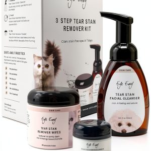 Eye Envy 3 Step Tear Stain Remover Kit for Cats. Clean, Stain-Free Eyes in 7 Days. Contains: Cleanser, Tear Stain Eye Wipes & Stain Powder. Non-irritating & Natural Cat Tear Stain Remover. Made in USA-0