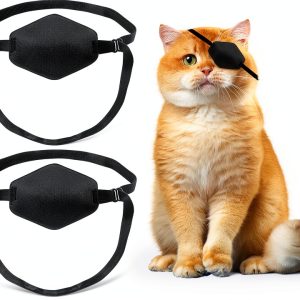 YeeBeny Cat Eye Patch, Eye Patch for Cats After Surgery Wounds, Adjustable Cats Eye Cover for Cat Eye Shield for Small Cats Pack of 2-0
