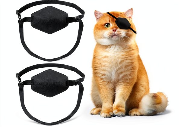 YeeBeny Cat Eye Patch, Eye Patch for Cats After Surgery Wounds, Adjustable Cats Eye Cover for Cat Eye Shield for Small Cats Pack of 2-0